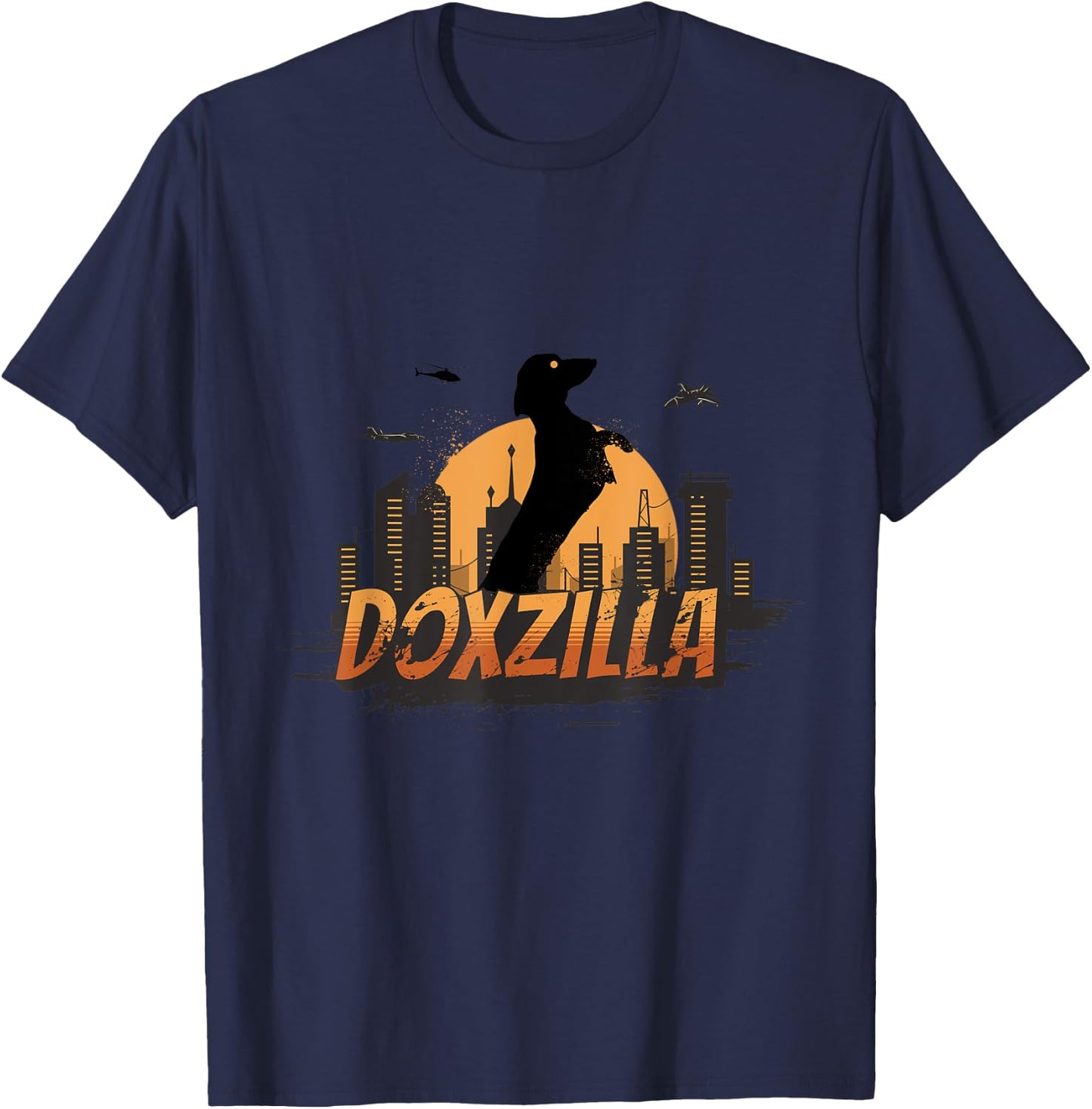 Doxzilla Funny Wiener Dog Dachshund Zilla Monster Funny Women Kids T-Shirt - T-Shirt | Navy