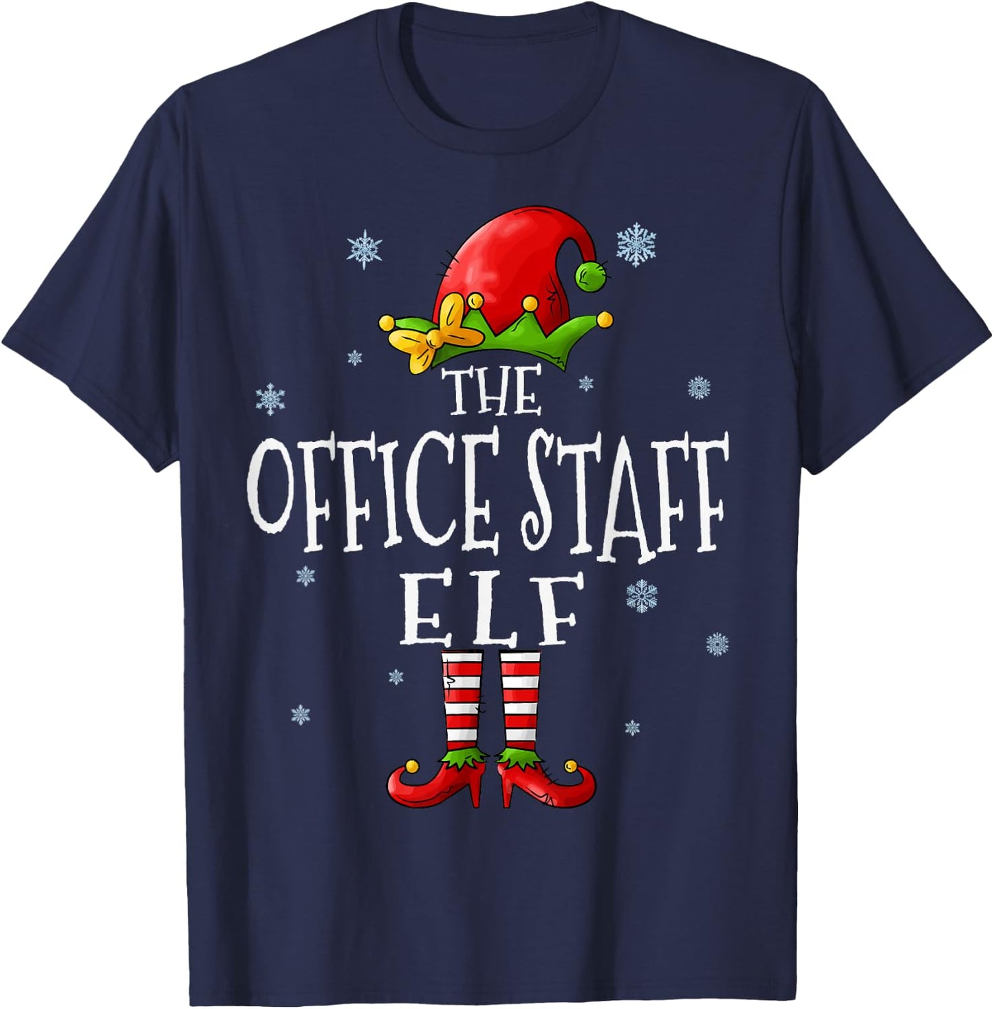 The Office Staff Elf Squad Funny Groupe Matching Christmas T-Shirt - T-Shirt | Navy