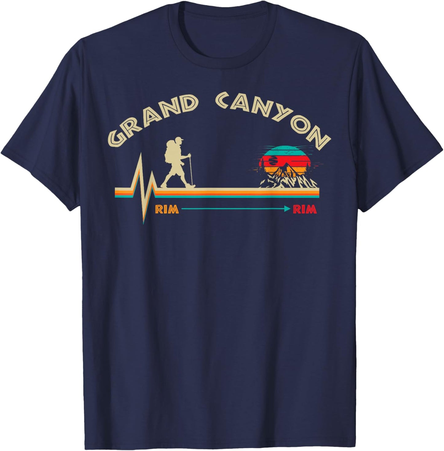 Grand Canyon National Park - Rim - Rim - Retro Hiking T-Shirt - T-Shirt | Navy