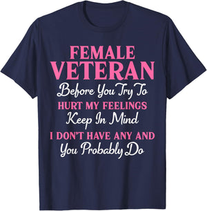 Female Veteran Retired Military Women Veteran Mother Grandma T-Shirt - T-Shirt | Navy