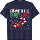 I’m With The Candy Cane Funny Christmas Candy Lover X-mas T-Shirt - T-Shirt | Navy