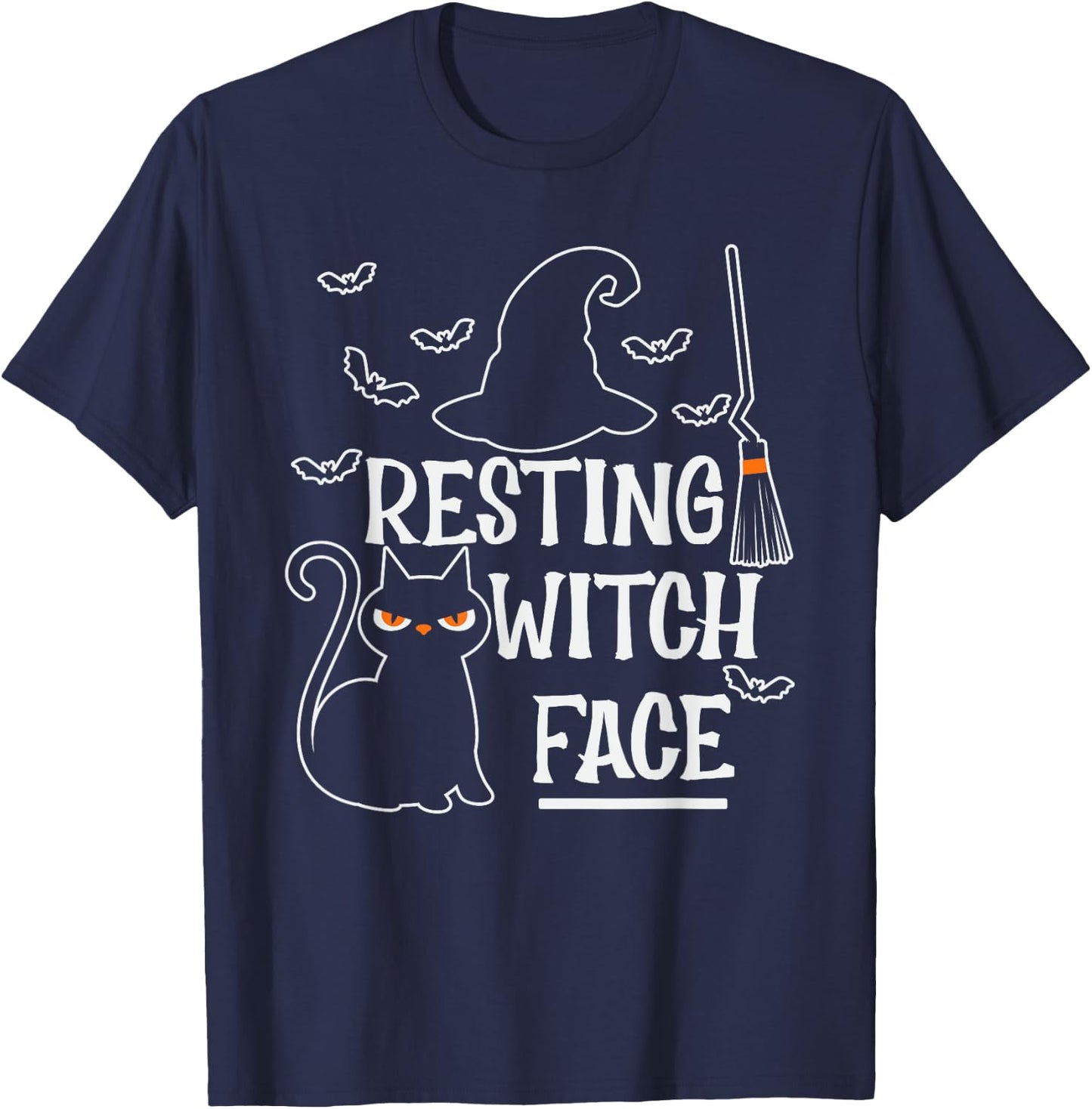 Resting Witch Face Halloween Design T-Shirt - T-Shirt | Navy