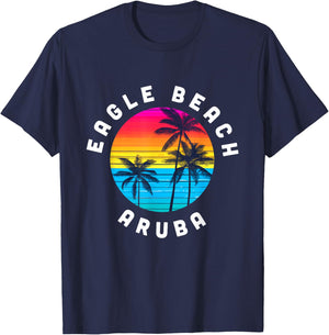 Eagle Beach Aruba Vacation Souvenir Sunset Beach Men Women Girls Kids T-Shirt - T-Shirt | Navy
