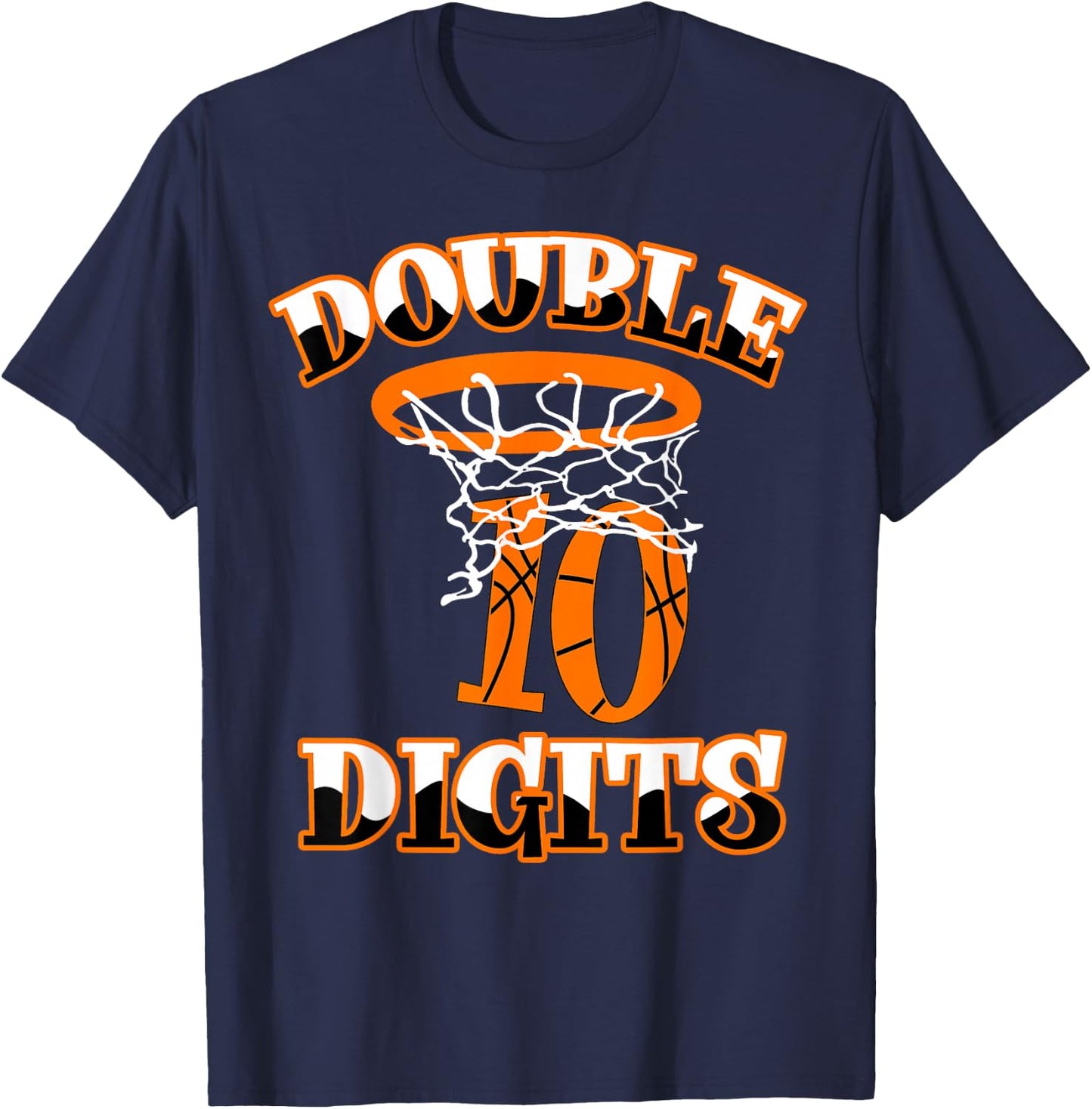Double Digits Birthday Decorations Boy 10 Basketball 10th T-Shirt - T-Shirt | Navy
