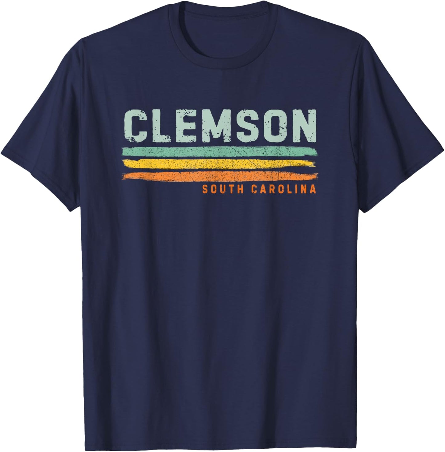 Vintage Stripes Clemson SC T-Shirt - T-Shirt | Navy