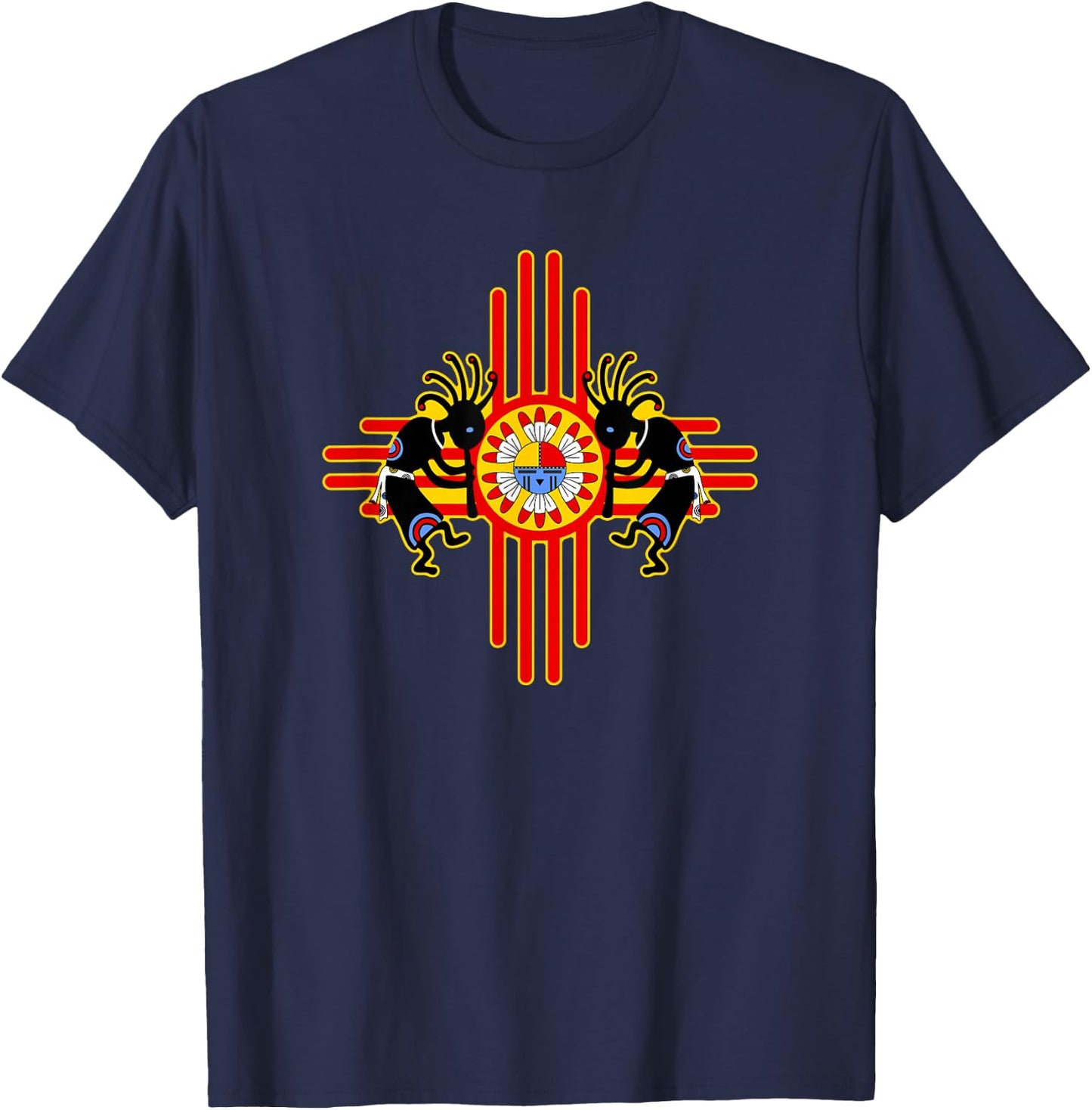 Native American Kokopelli Kachina Zia Symbol 2 - Fan Fun T-Shirt - T-Shirt | Navy