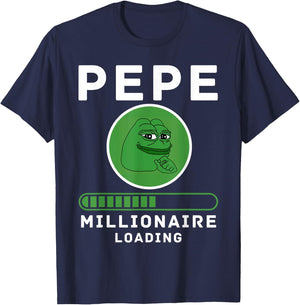 Pepe Millionaire Loading Crypto Meme Shitcoin T-Shirt - T-Shirt | Navy