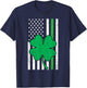 Shamrock American Flag Green Line St Patricks Day Military T-Shirt - T-Shirt | Navy