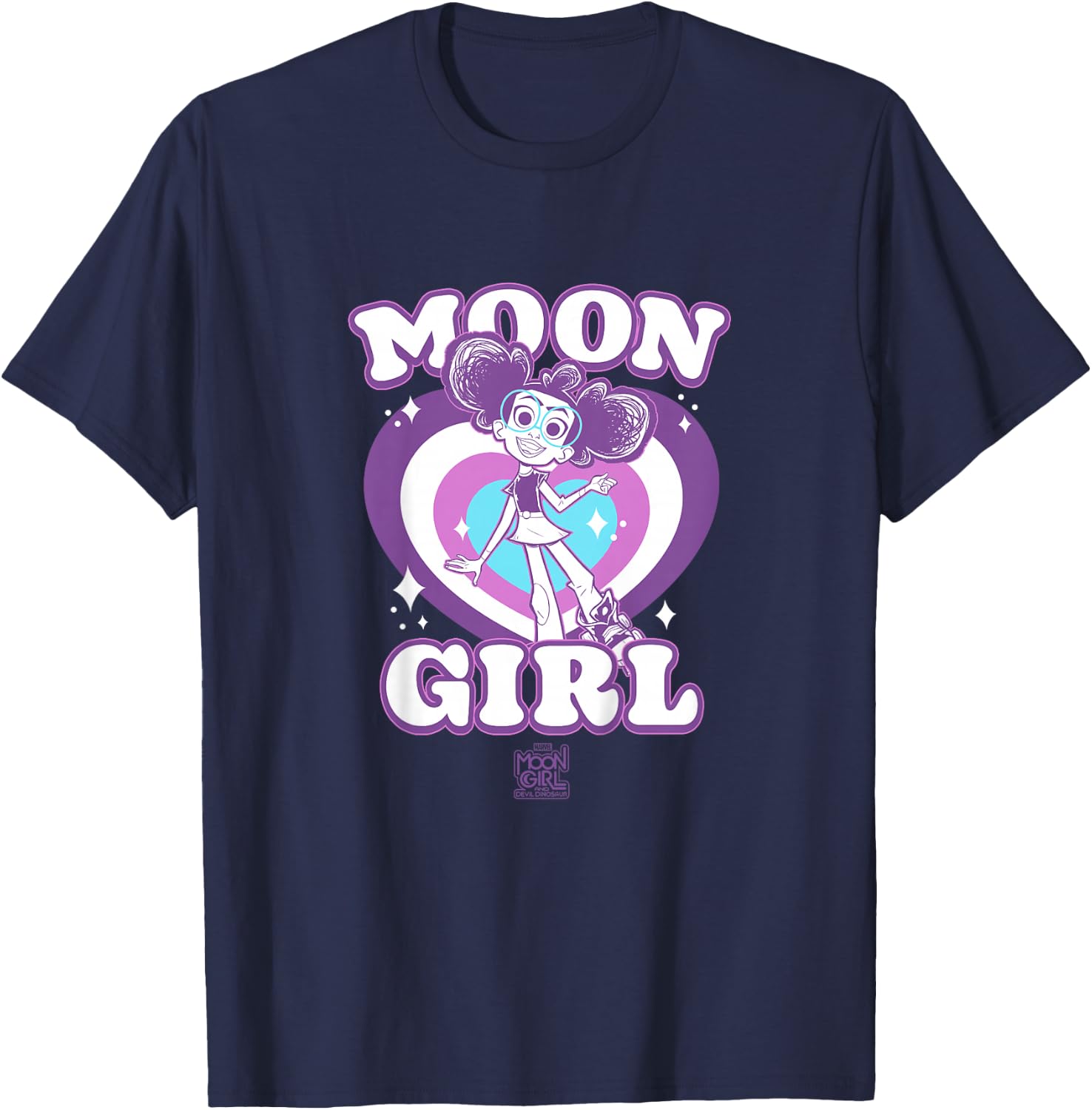 Kids Marvel Moon Girl And Devil Dinosaur Moon Girl Retro Hearts T-Shirt - T-Shirt | Navy