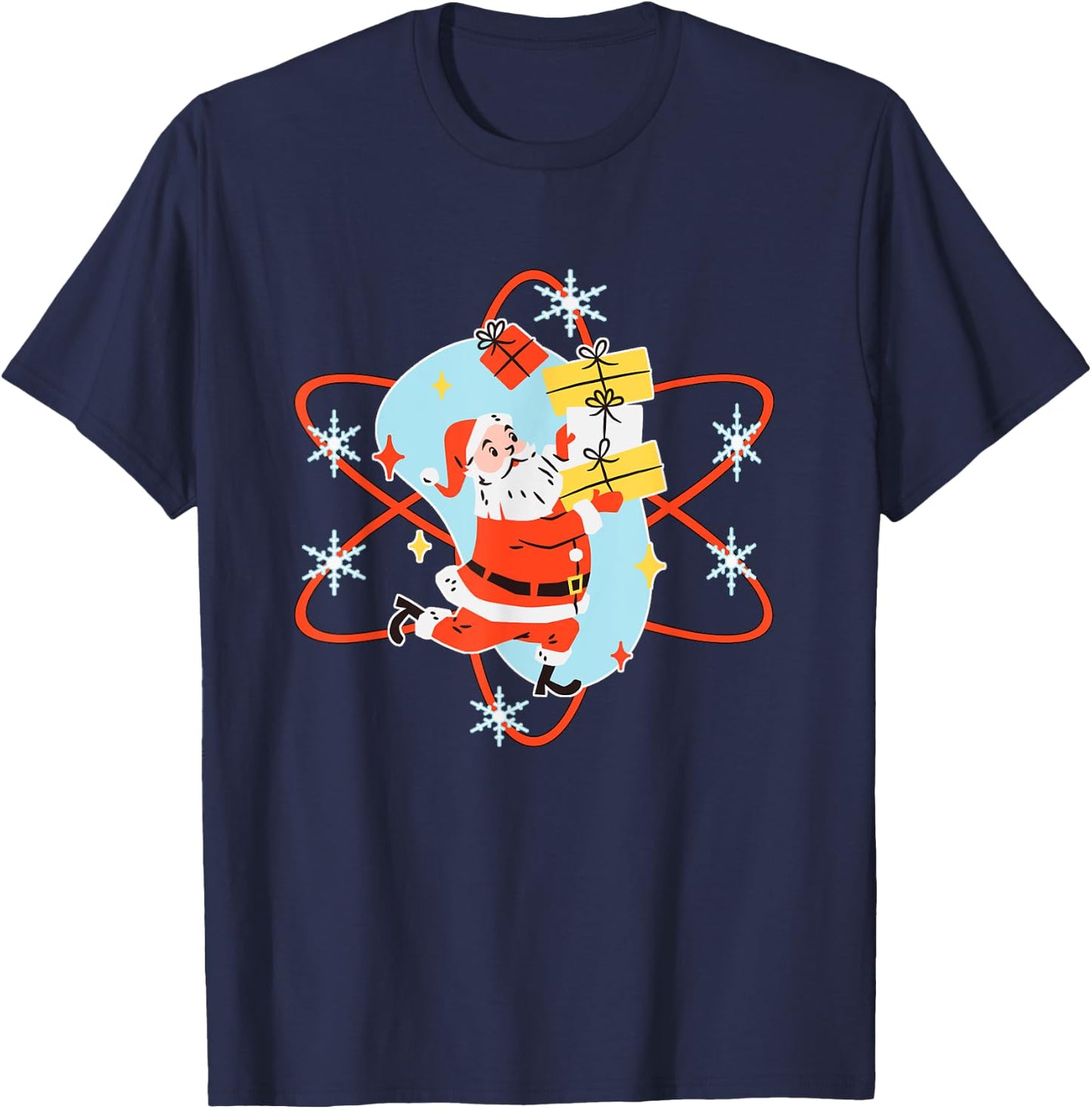 Retro Christmas Mid Century Modern Atomic Santa Claus T-Shirt - T-Shirt | Navy