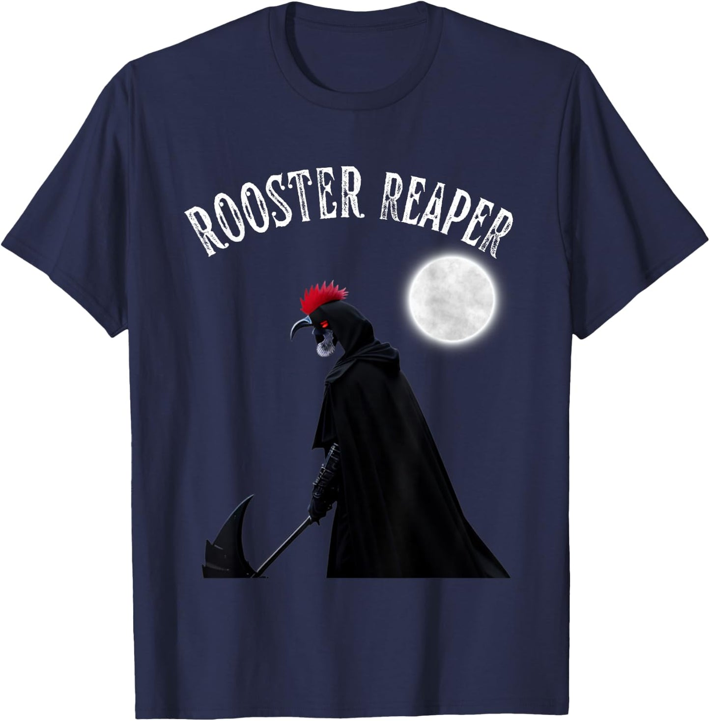 Halloween Scary Chicken Rooster Reaper Goth Farmer T-Shirt - T-Shirt | Navy