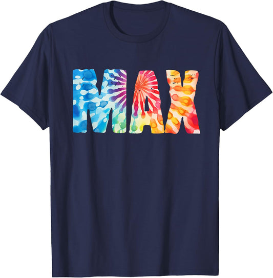 Max Tie Dye Color Burst Name T-Shirt - T-Shirt | Navy
