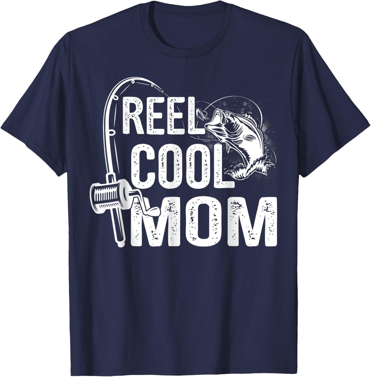Reel Cool Mom Fisherwoman Fishing Lover For Mother's Day T-Shirt - T-Shirt | Navy