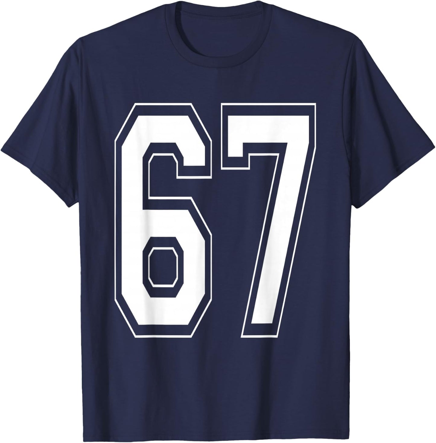 Number 67 Baseball Football Soccer Numbered Jersey T-Shirt - T-Shirt | Navy