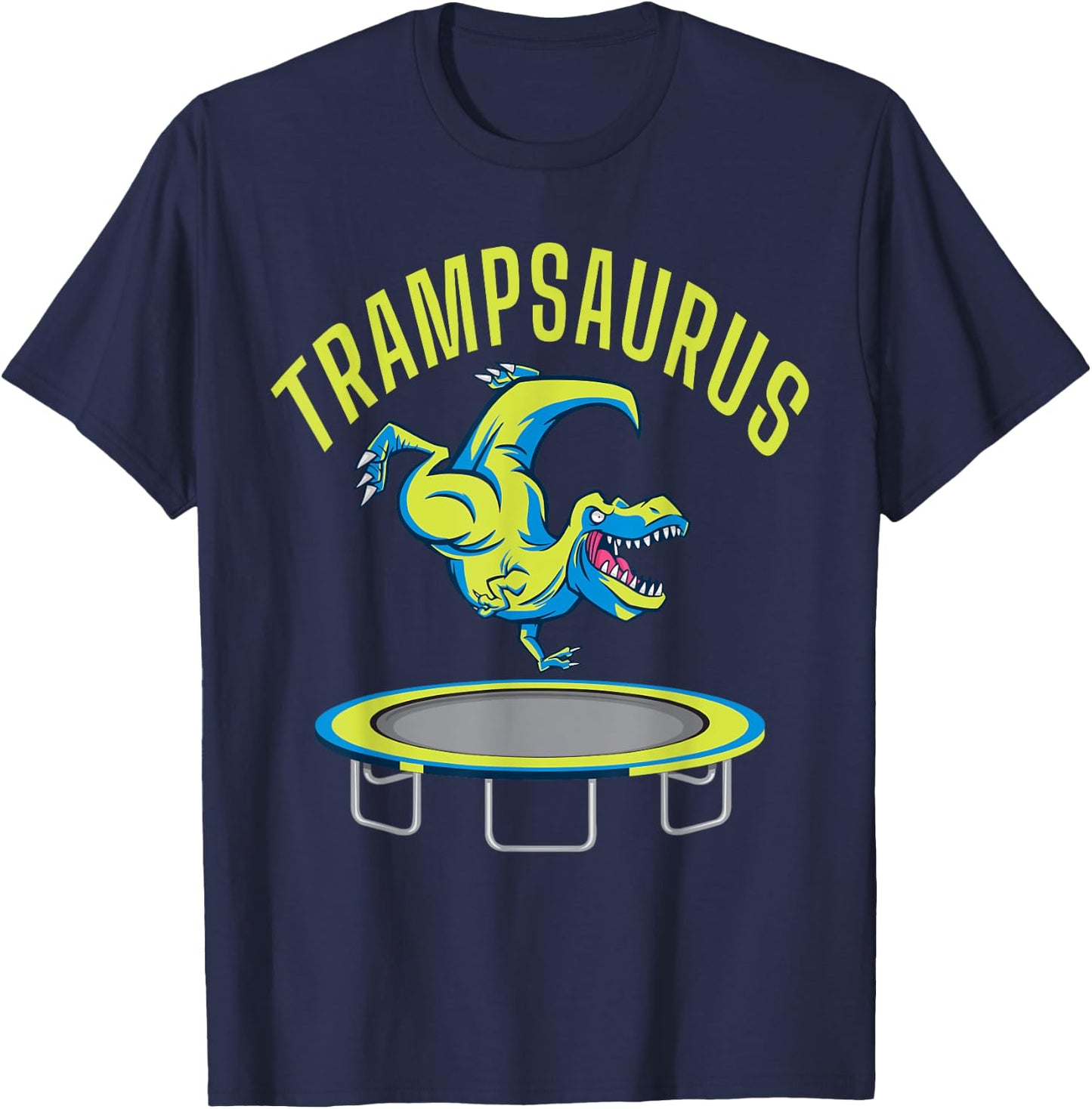 Bounce Jump Trampsaurus Dinosaur T Rex Trampoline T-Shirt - T-Shirt | Navy