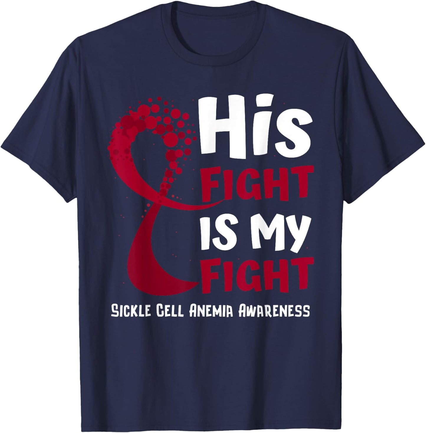 Sickle Cell Anemia Awareness Burgundy Ribbon Family Fighter T-Shirt - T-Shirt | Navy