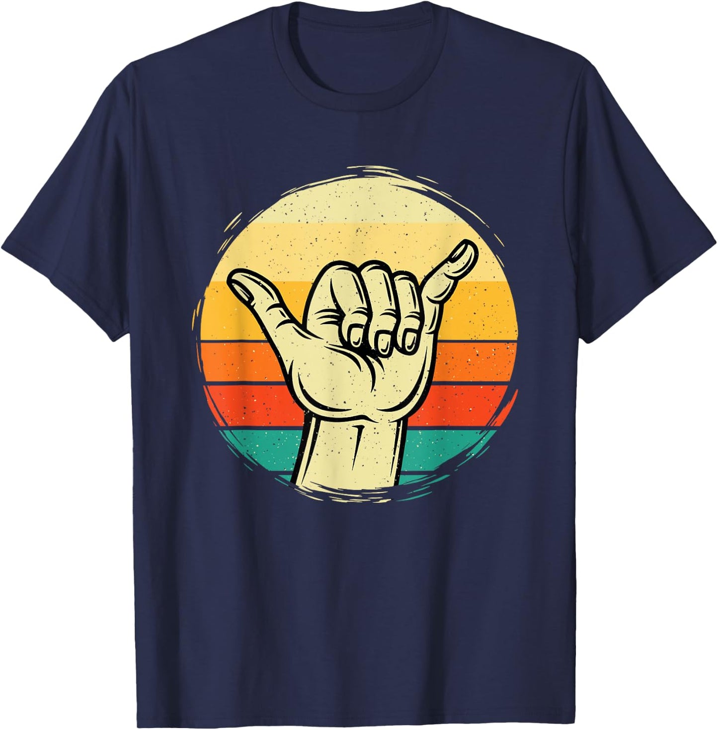 Good Vibe Shaka Hand Sign - Surfing Lover Surfboard Surfers T-Shirt - T-Shirt | Navy