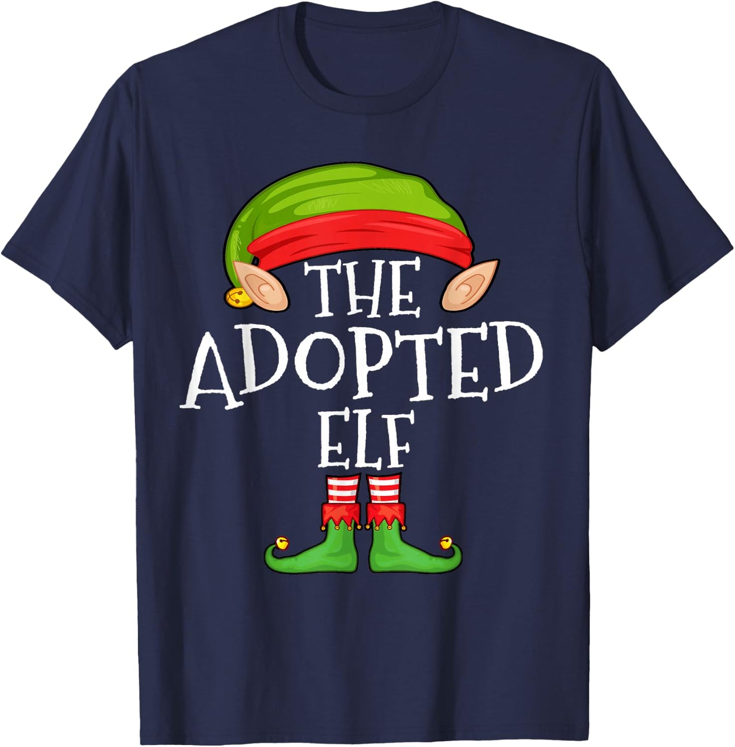 Xmas Adopted Elf Matching Shirt, Men Christmas Family Elf T-Shirt - T-Shirt | Navy