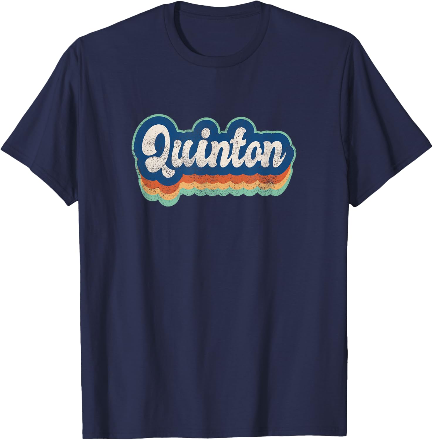 Quinton First Name Boy Vintage Style 70s 80s Personalized T-Shirt - T-Shirt | Navy