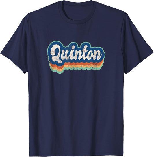 Quinton First Name Boy Vintage Style 70s 80s Personalized T-Shirt - T-Shirt | Navy