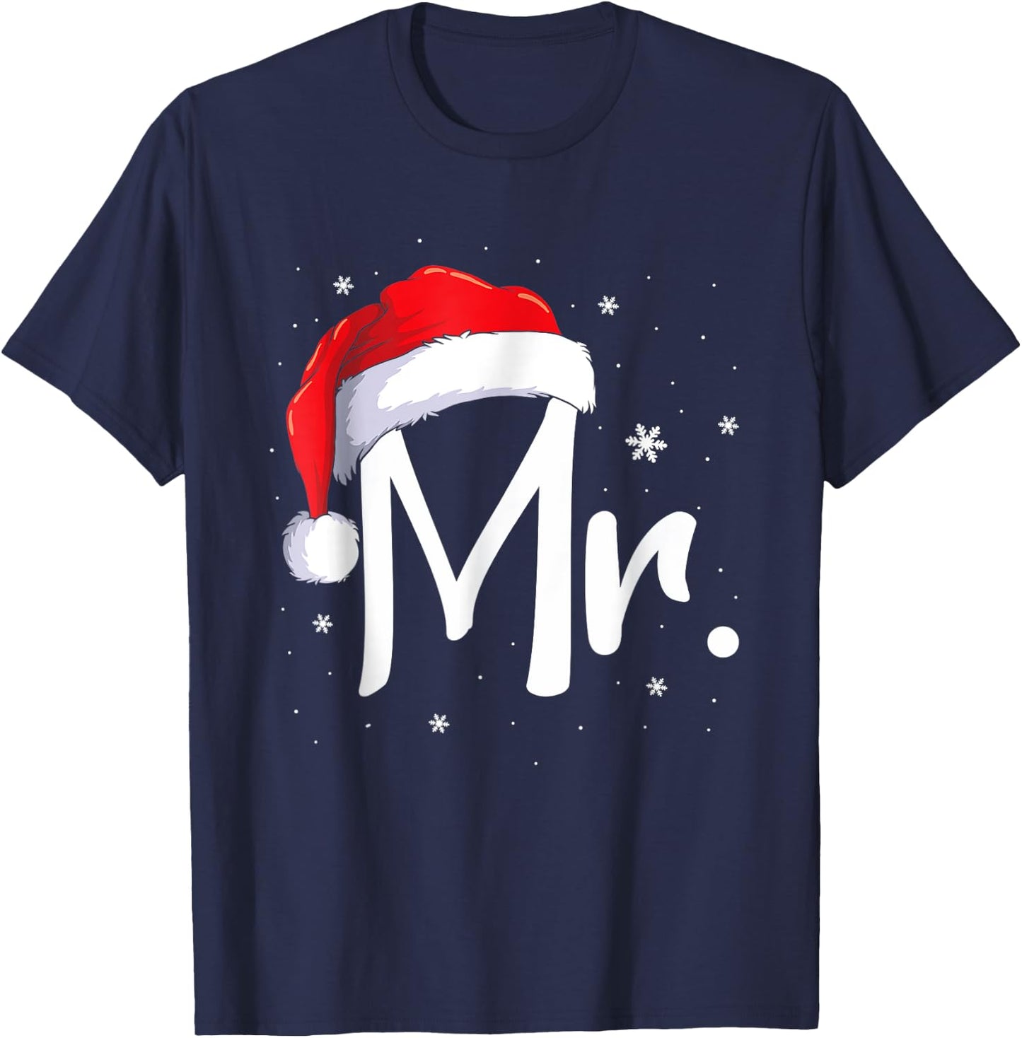 Mr and Mrs Claus Couples Matching Christmas Pajamas Santa T-Shirt - T-Shirt | Navy