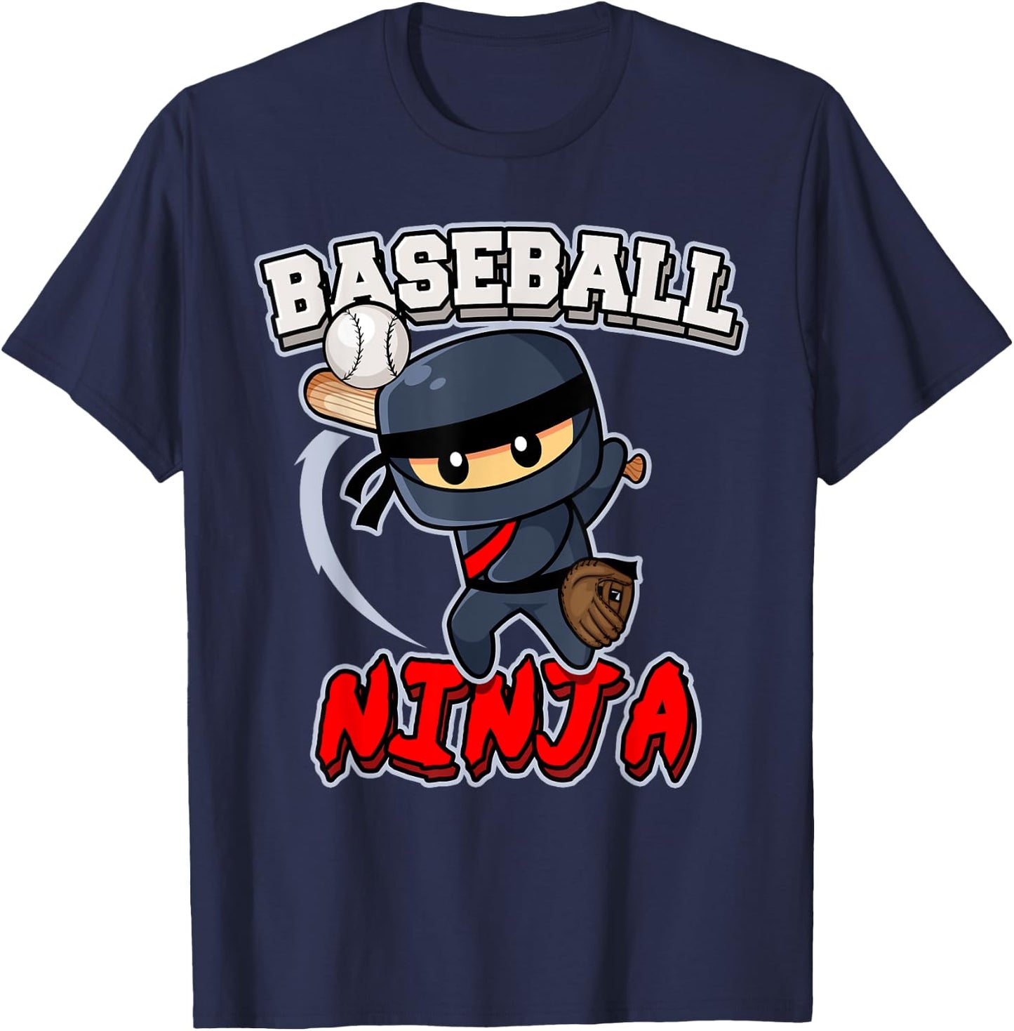 Baseball Ninja Player Batter Baseball T-Shirt - T-Shirt | Navy
