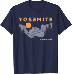 Retro Yosemite Half-Dome National Park Vintage T-Shirt - T-Shirt | Navy