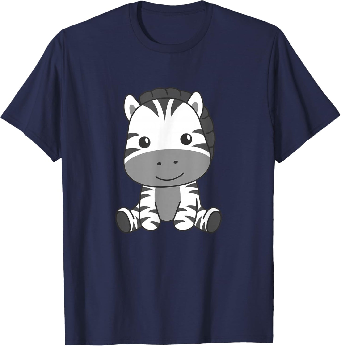 Zebra Cute Animals for Children Manga Zebra T-Shirt - T-Shirt | Navy