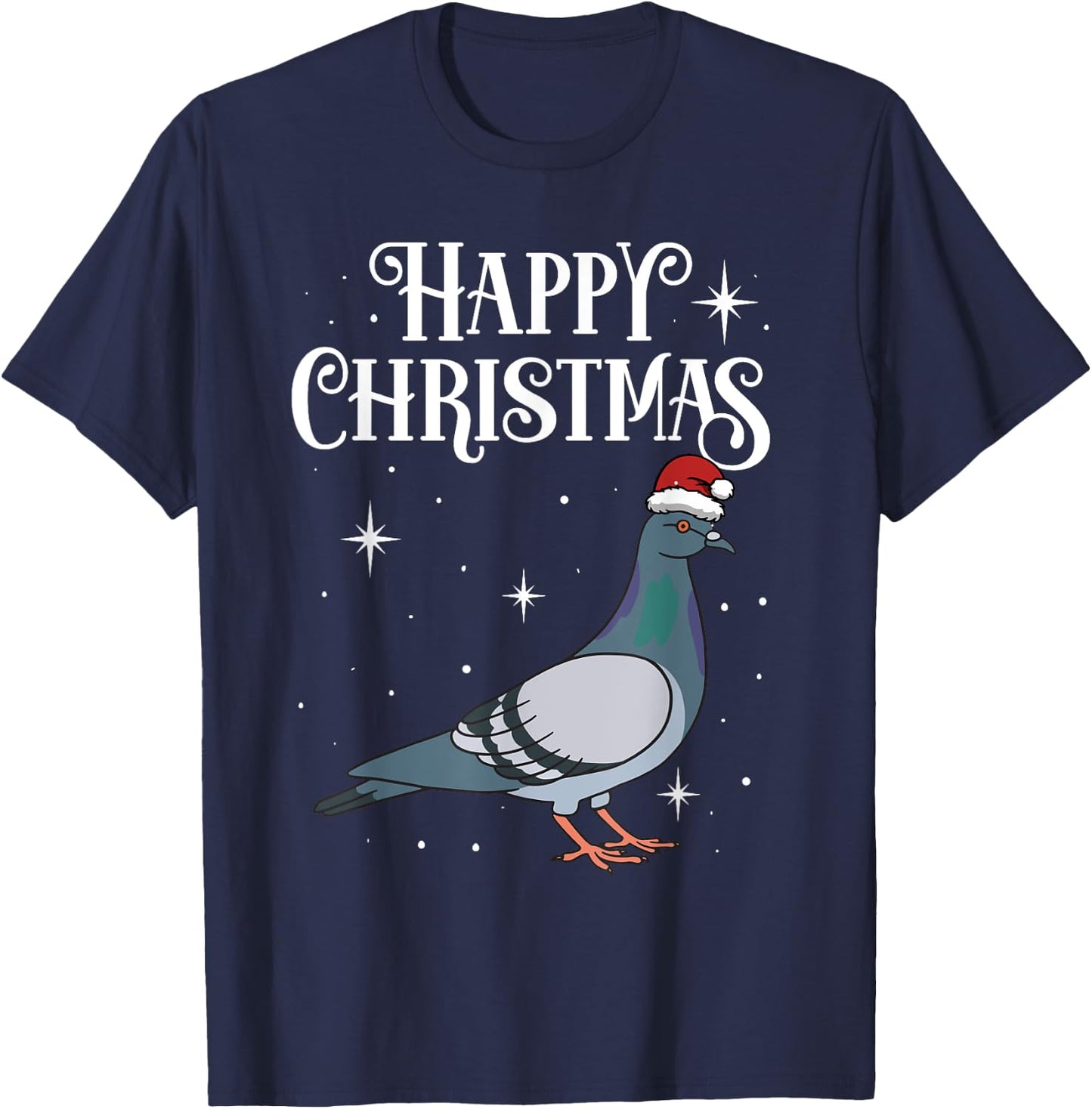 Happy Christmas Santa Hat Pigeon Breeders Birding T-Shirt - T-Shirt | Navy