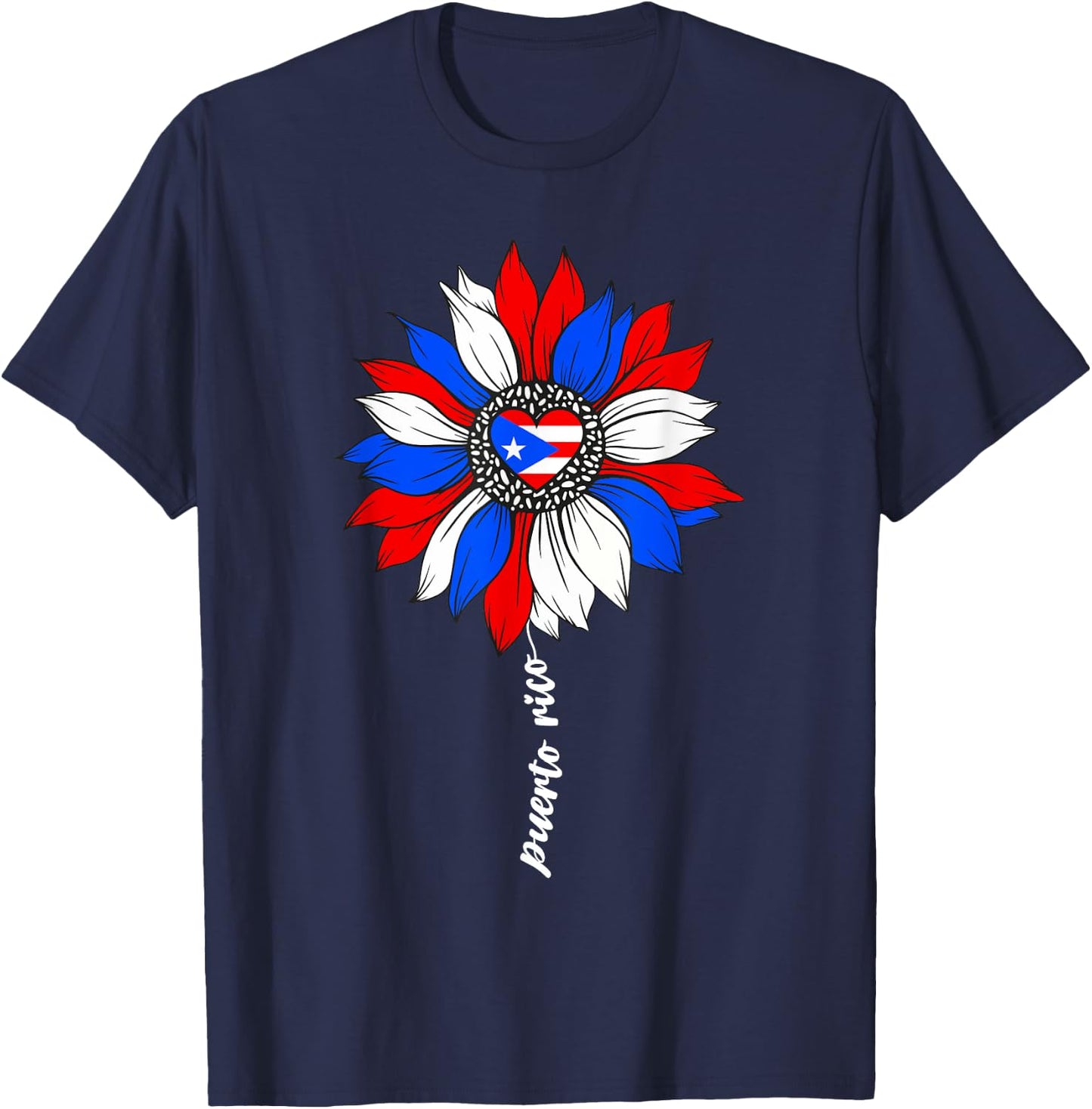 Puerto Rican Sunflower Heritage Puerto Rico PR Flag Boricua T-Shirt - T-Shirt | Navy