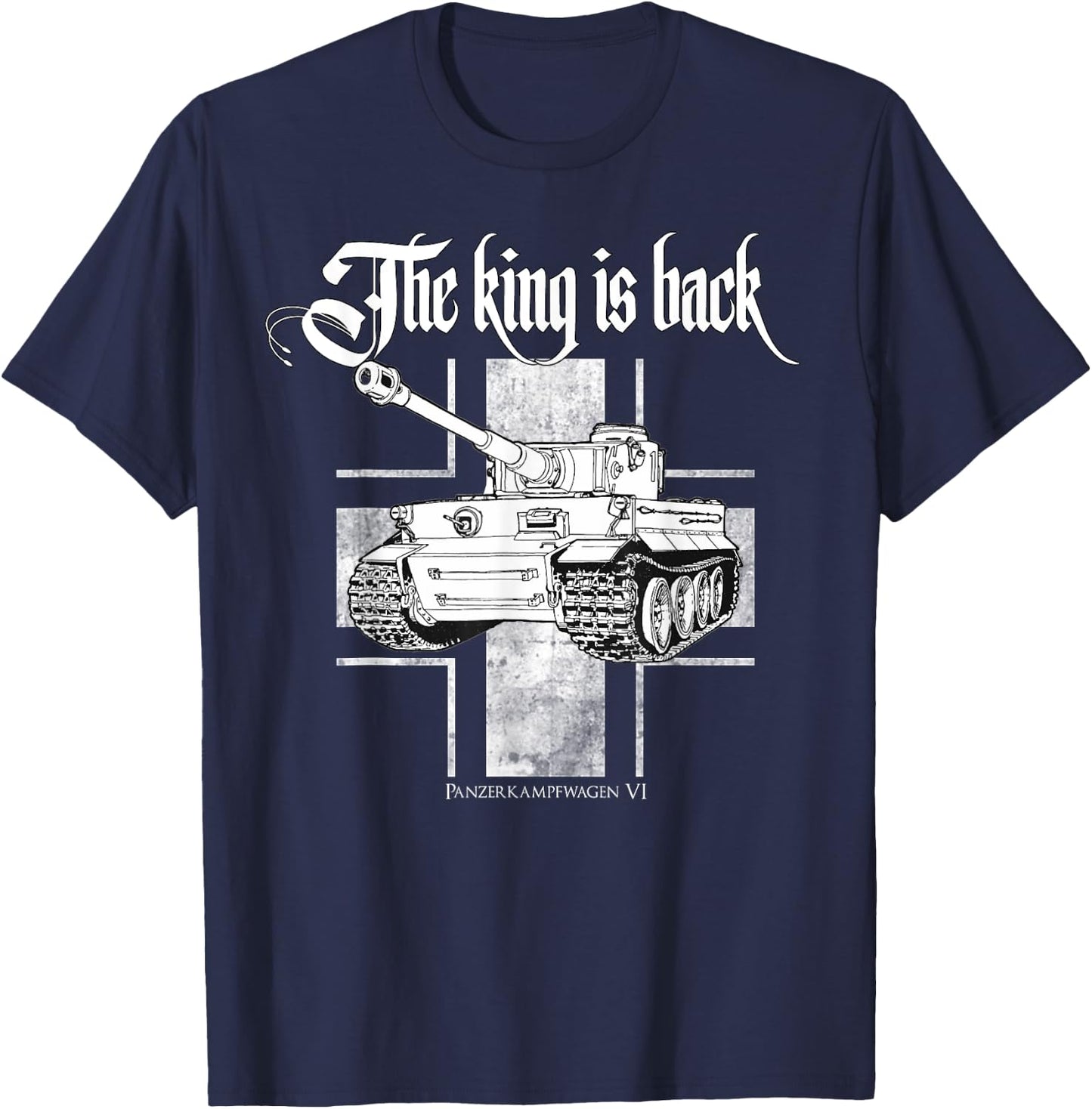 German King Tiger tank soldier WWII. warrior T-Shirt - T-Shirt | Navy