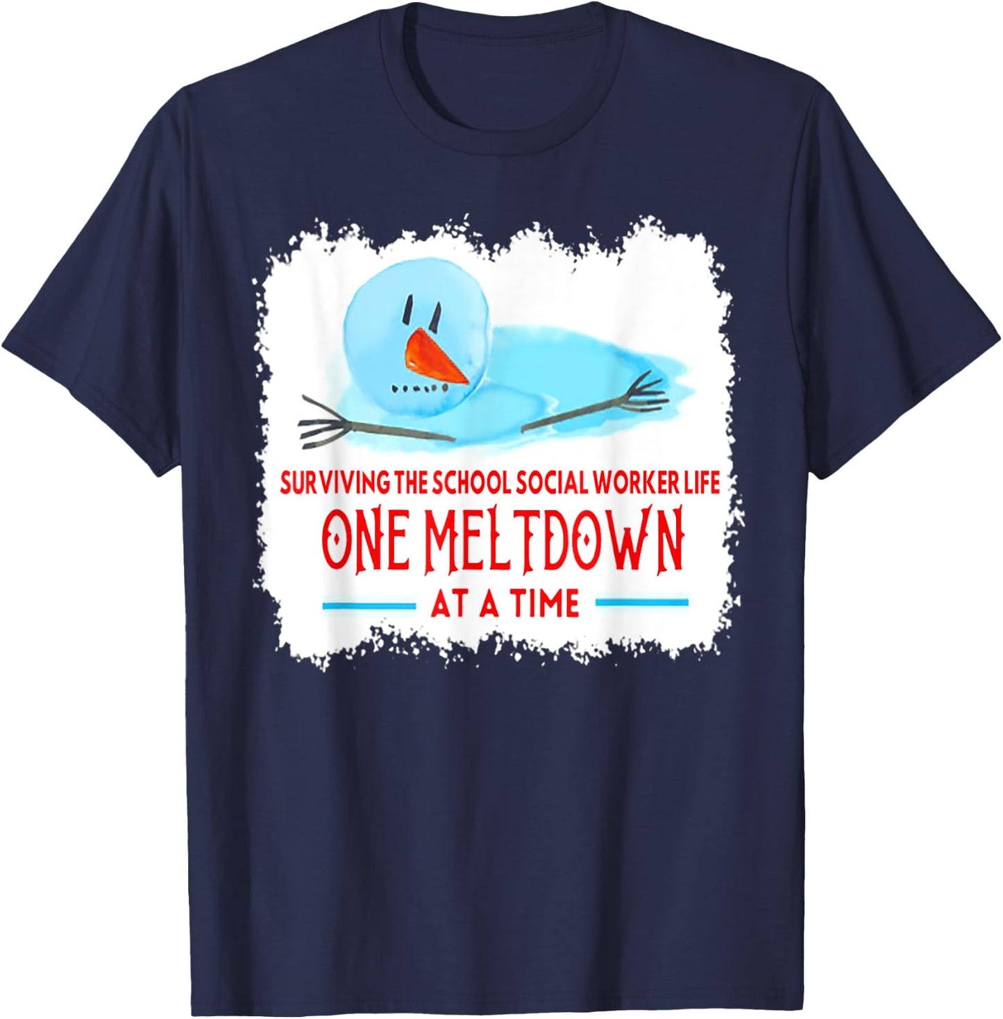 Surviving The School Social Worker Life Snowman Christmas T-Shirt - T-Shirt | Navy