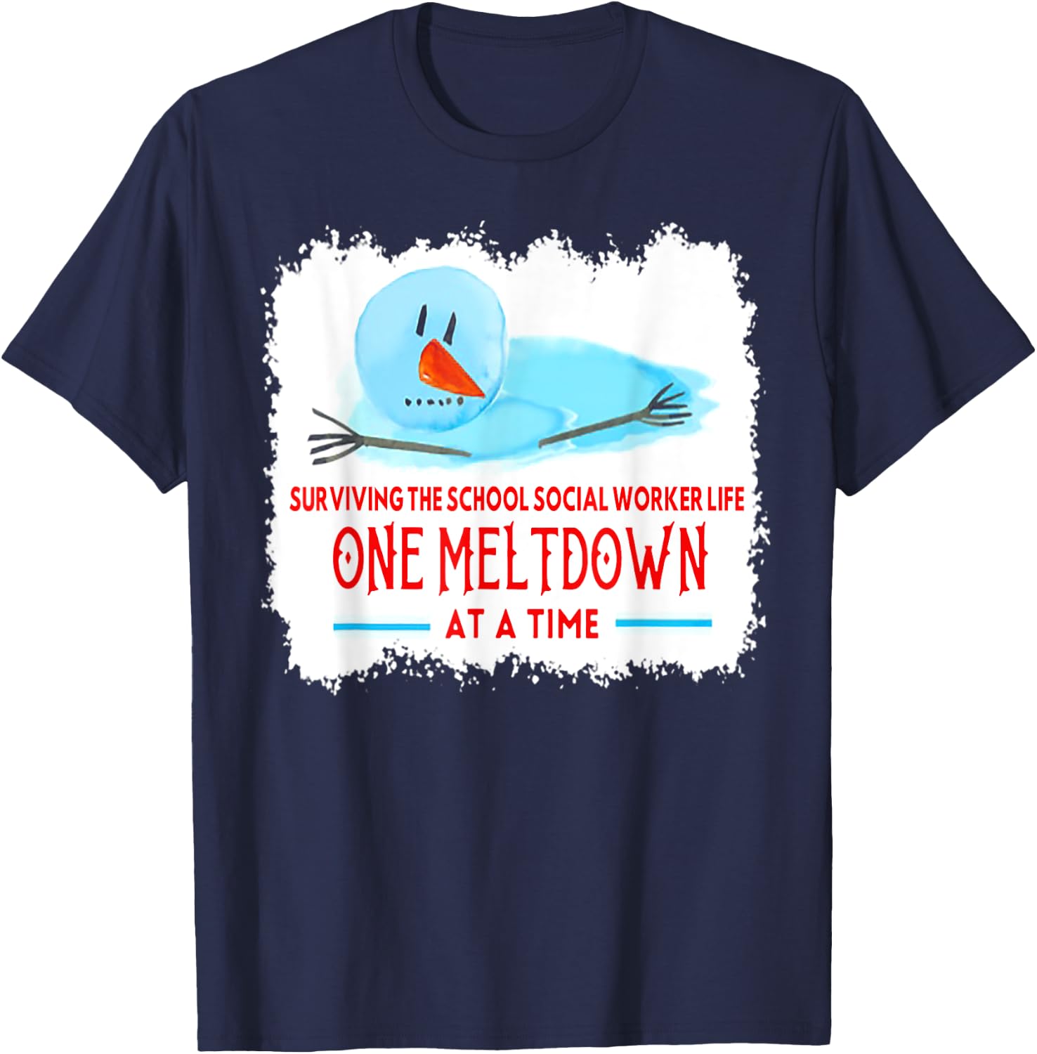 Surviving The School Social Worker Life Snowman Christmas T-Shirt - T-Shirt | Navy