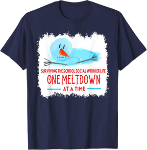 Surviving The School Social Worker Life Snowman Christmas T-Shirt - T-Shirt | Navy