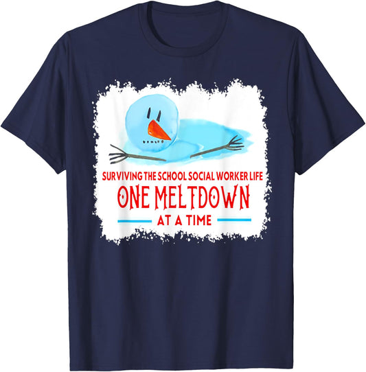Surviving The School Social Worker Life Snowman Christmas T-Shirt - T-Shirt | Navy
