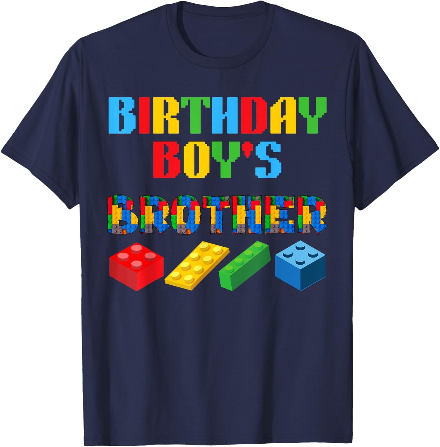 Brother Birthday Boy's Blocks Building Master Builder Funny T-Shirt - T-Shirt | Navy