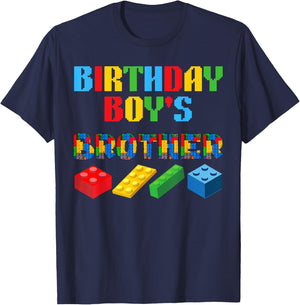 Brother Birthday Boy's Blocks Building Master Builder Funny T-Shirt - T-Shirt | Navy