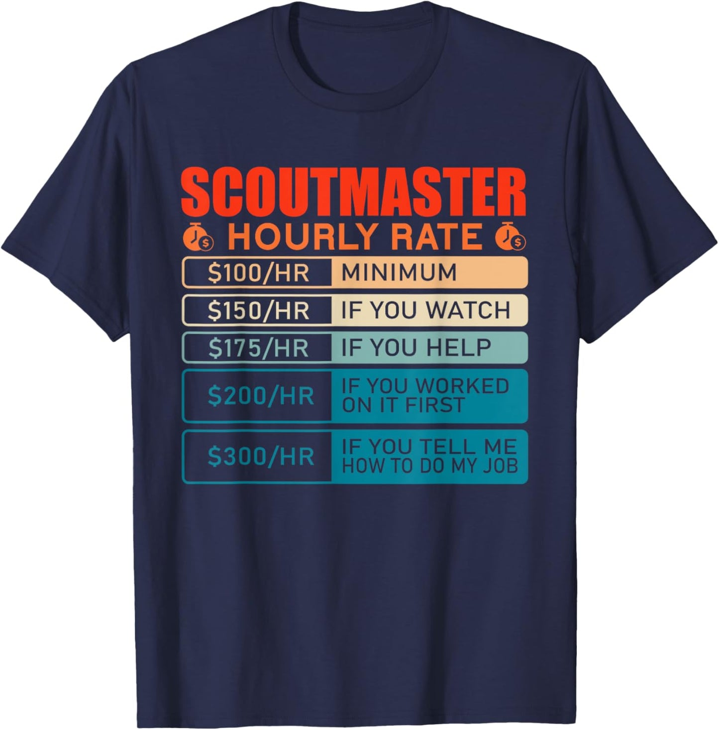 Scoutmaster Vintage Hourly Rate T-Shirt - T-Shirt | Navy