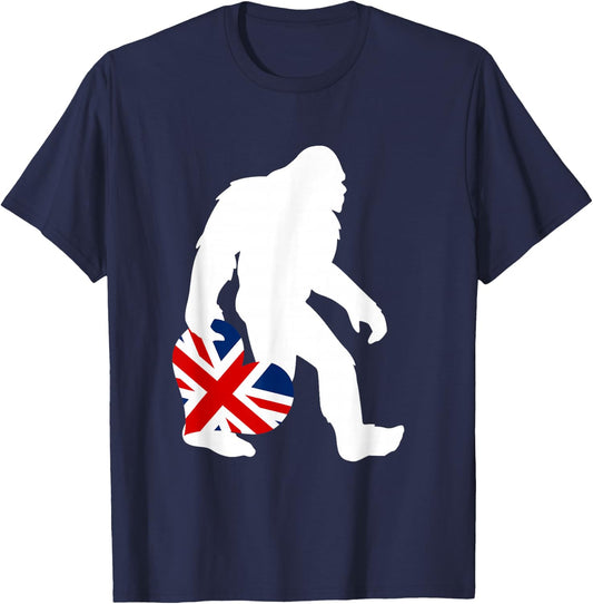 Funny British Bigfoot United Kingdom Flag T-Shirt - T-Shirt | Navy