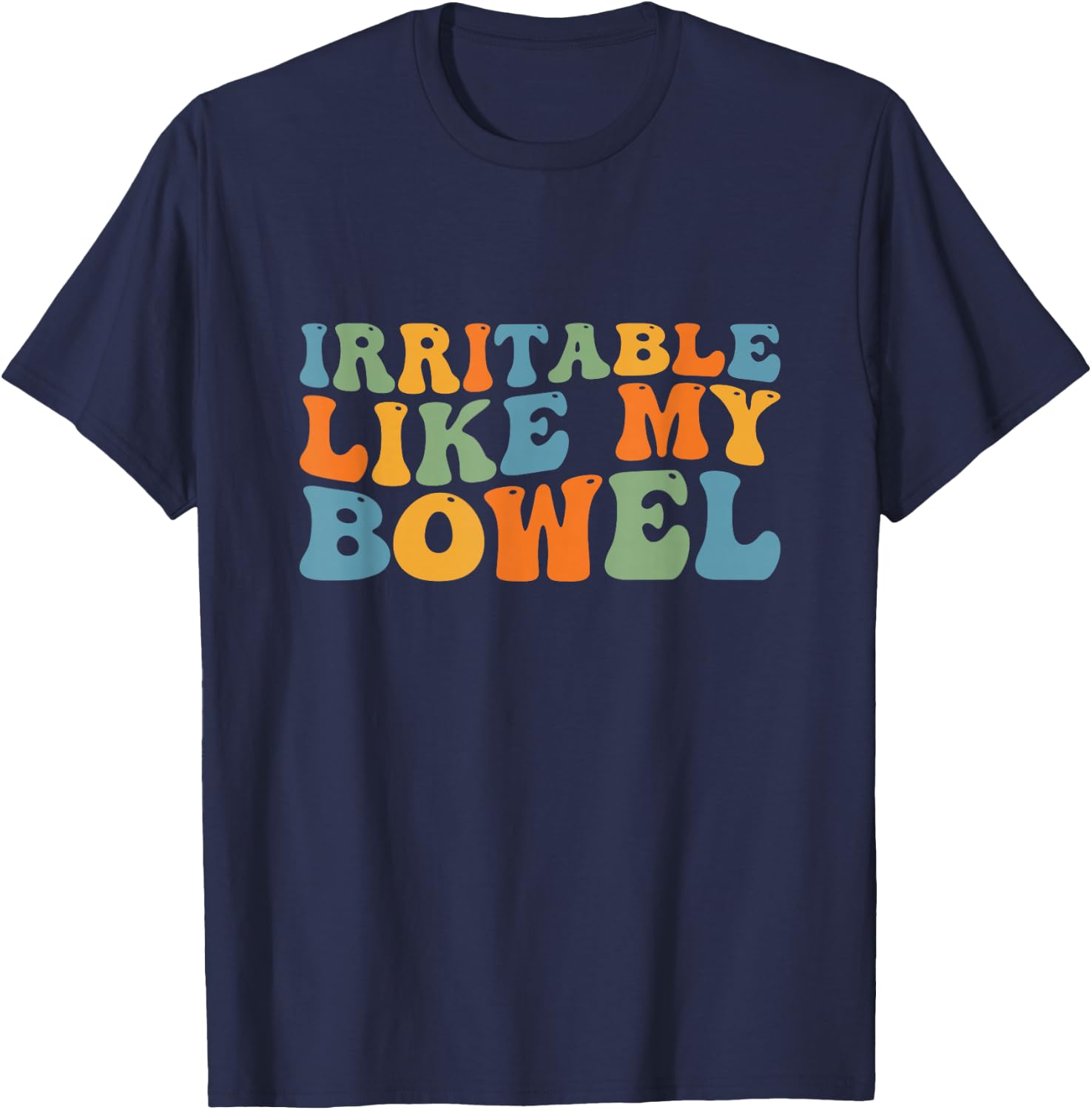 Groovy Irritable Bowel IBS Awareness Tummy Ache Fighter T-Shirt - T-Shirt | Navy