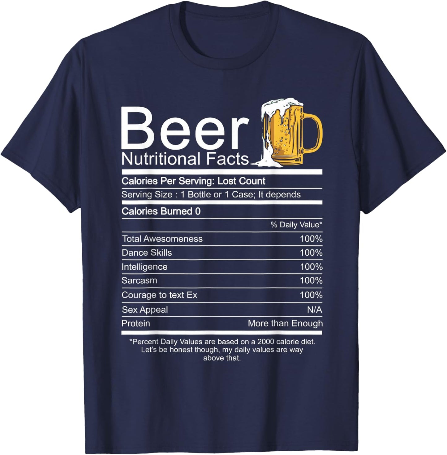 Beer Nutritional Facts T-Shirt - T-Shirt | Navy