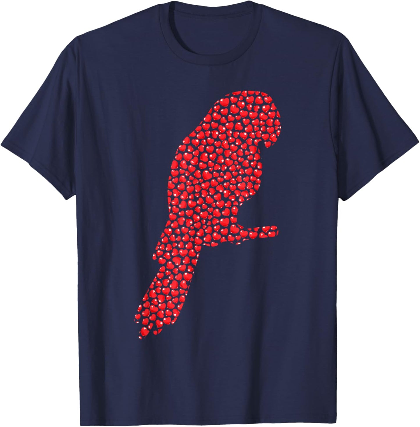 Parrot Bird Lover Heart Shape Parrot Valentine's Day T-Shirt - T-Shirt | Navy