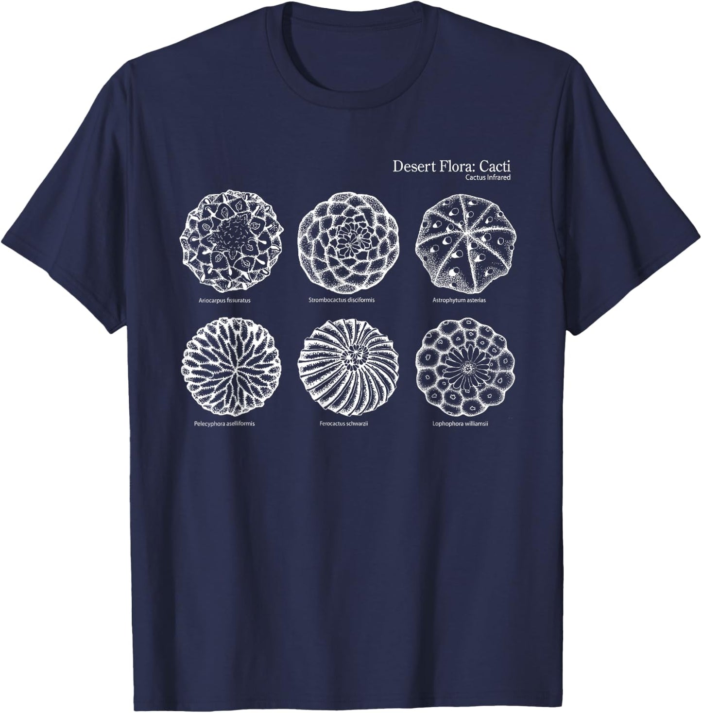 Cactus Infrared 6 Desert Cactus Lophophora williamsii peyote T-Shirt - T-Shirt | Navy