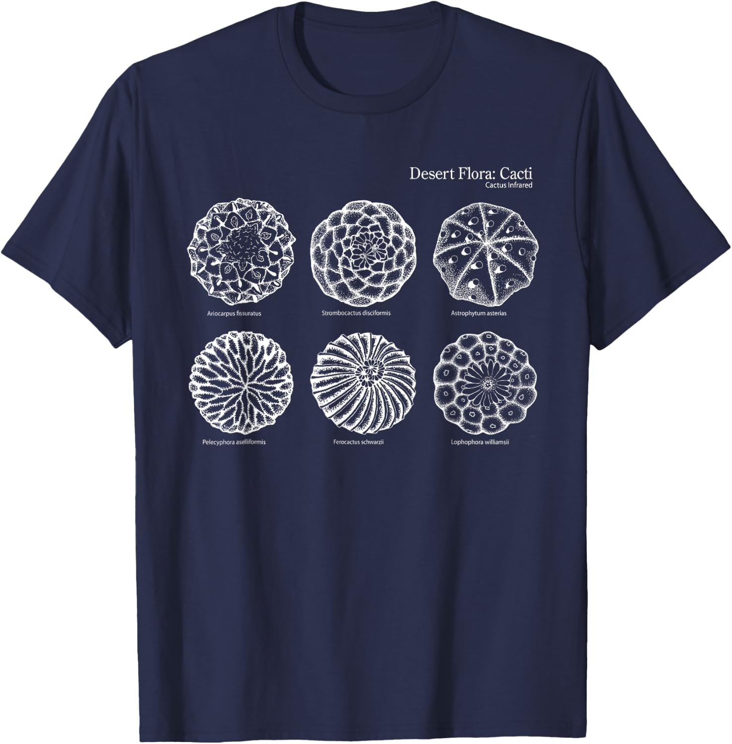 Cactus Infrared 6 Desert Cactus Lophophora williamsii peyote T-Shirt - T-Shirt | Navy