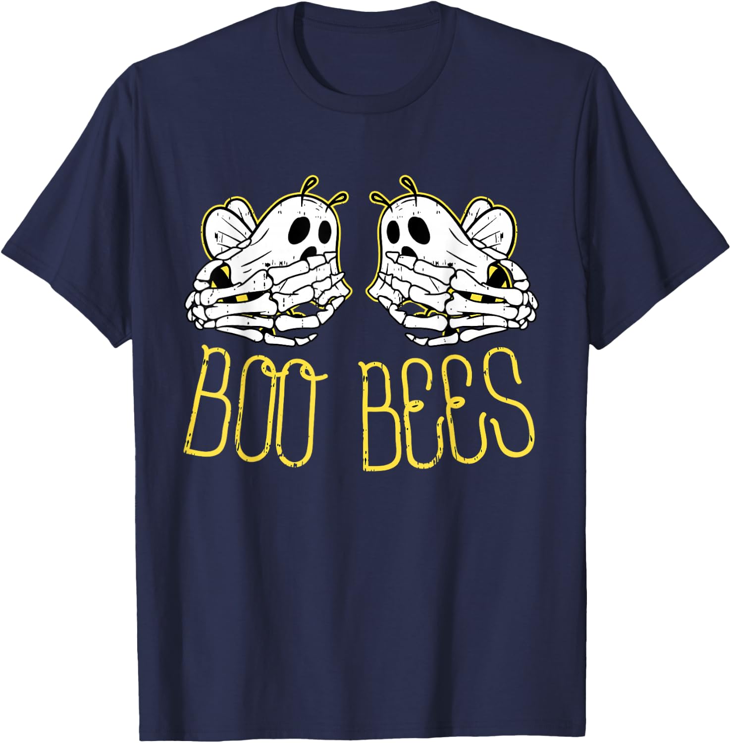Boo Bees Skeleton Hand Funny Halloween Couple Costume T-Shirt - T-Shirt | Navy