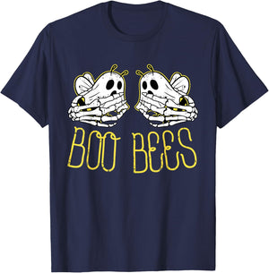 Boo Bees Skeleton Hand Funny Halloween Couple Costume T-Shirt - T-Shirt | Navy