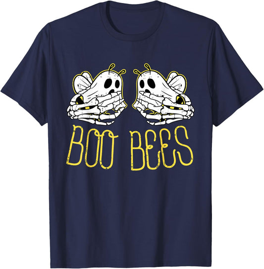 Boo Bees Skeleton Hand Funny Halloween Couple Costume T-Shirt - T-Shirt | Navy