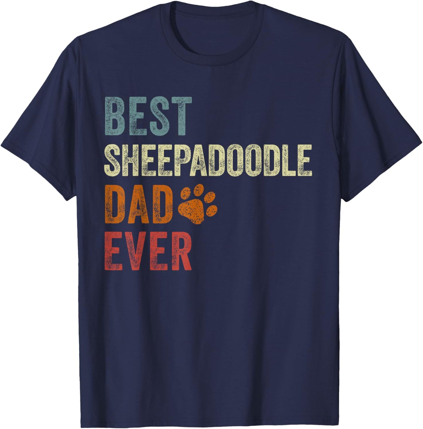 Retro Best Sheepadoodle Dad Ever Sheepadoodle Father's Day T-Shirt - T-Shirt | Navy
