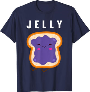 Peanut Butter and Jelly Best Friend Matching Small T-Shirt - T-Shirt | Navy