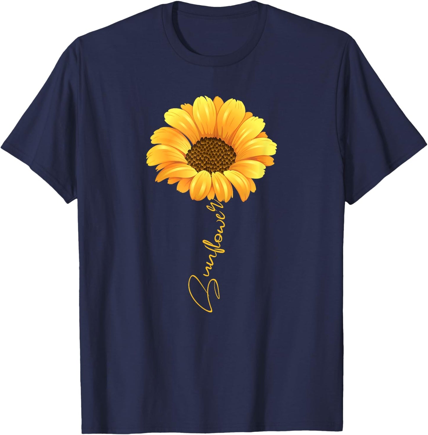 Beautiful sunflower with lettering sunflower shirt T-Shirt - T-Shirt | Navy